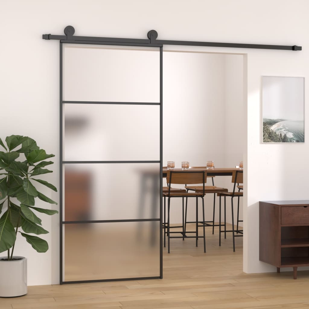 8720286831076_m_en_hd_1 vidaXL Sliding Door Frosted ESG Glass and Aluminium 90x205 cm Black - Image 1