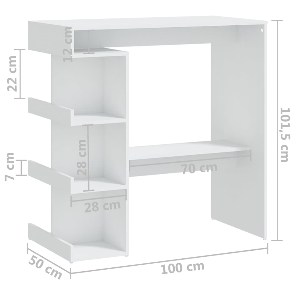 8720286834145_g_en_hd_5 vidaXL Bar Table with Storage Rack White 100x50x101.5 cm Engineered Wood - Image 7