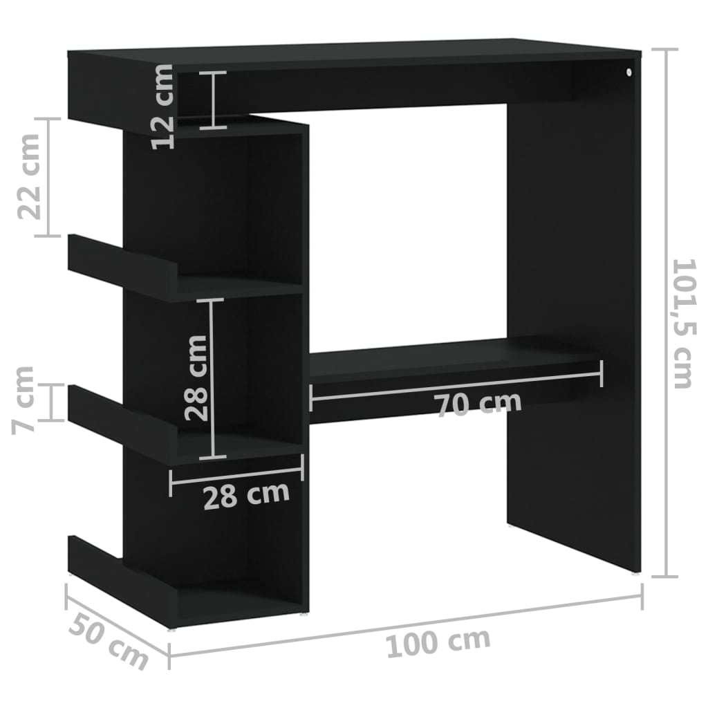 8720286834152_g_en_hd_5 vidaXL Bar Table with Storage Rack Black 100x50x101.5 cm Engineered Wood - Image 7