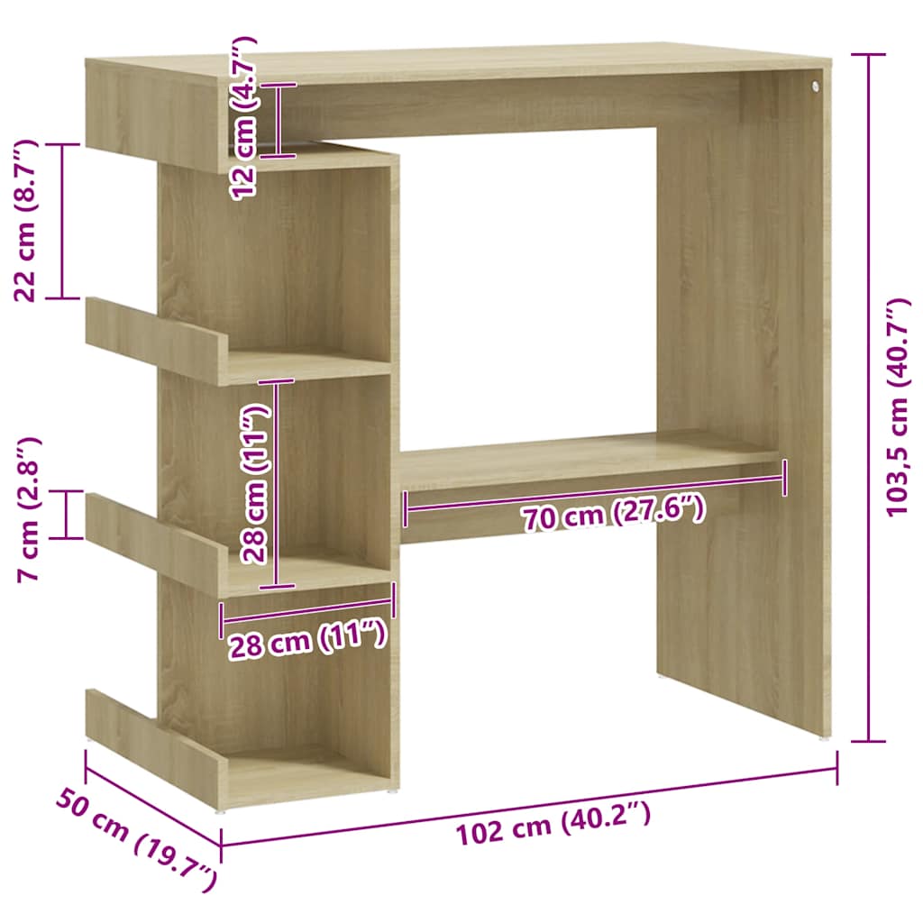 8720286834169_g_en_hd_5 vidaXL Bar Table with Storage Rack Sonoma Oak 100x50x101.5 cm Engineered Wood - Image 7