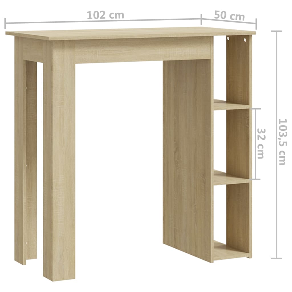 8720286834213_g_en_hd_5 vidaXL Bar Table with Shelf Sonoma Oak 102x50x103.5 cm Engineered Wood - Image 8