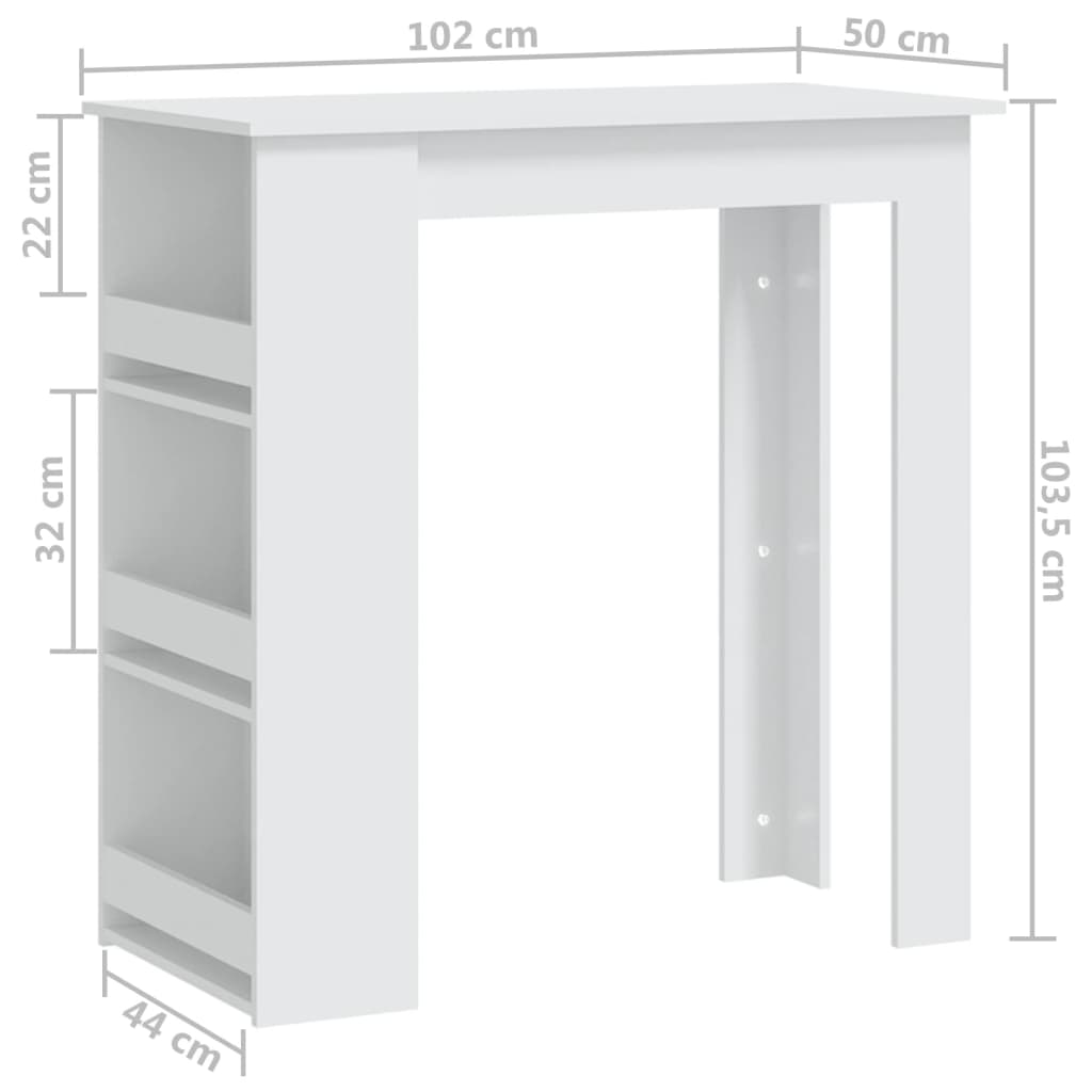 8720286834244_g_en_hd_5 vidaXL Bar Table with Storage Rack White 102x50x103.5 cm Engineered Wood - Image 7