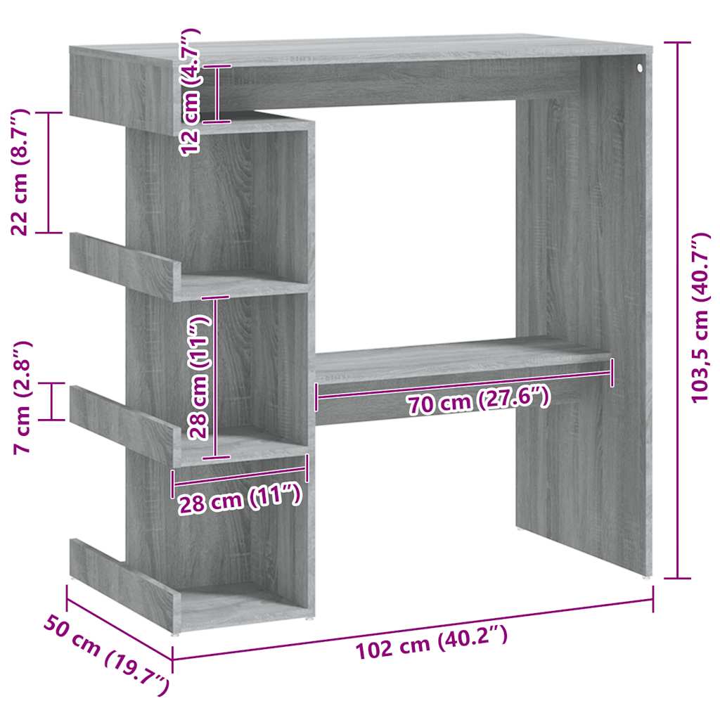 8720286836453_g_en_hd_5 vidaXL Bar Table with Storage Rack Grey Sonoma 100x50x101.5 cm - Image 7