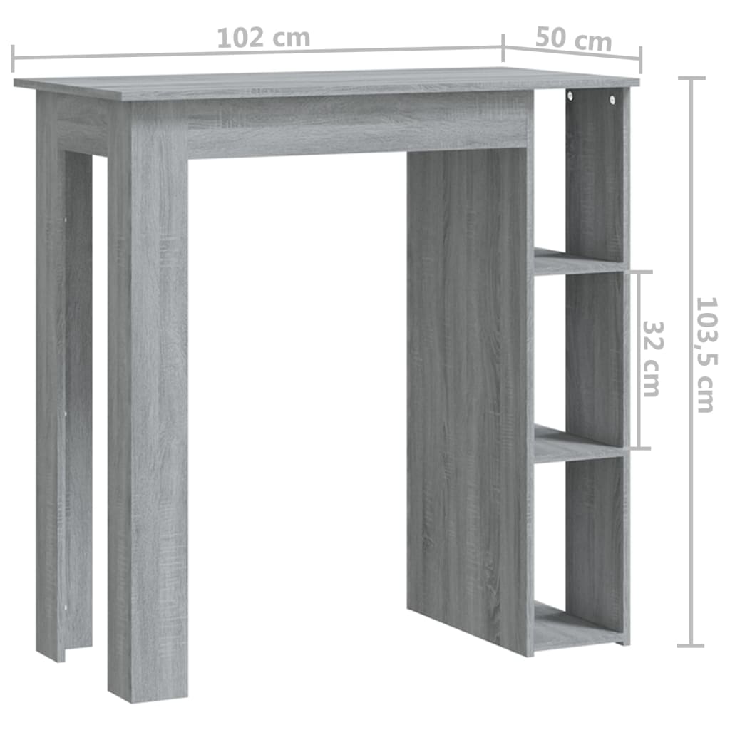 8720286836484_g_en_hd_5 vidaXL Bar Table with Shelf Grey Sonoma 102x50x103.5 cm Engineered Wood - Image 7