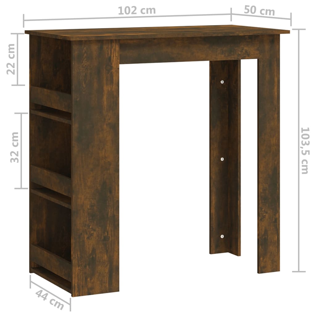 8720286836507_g_en_hd_5 vidaXL Bar Table with Storage Rack Smoked Oak 102x50x103.5cm Engineered Wood - Image 7