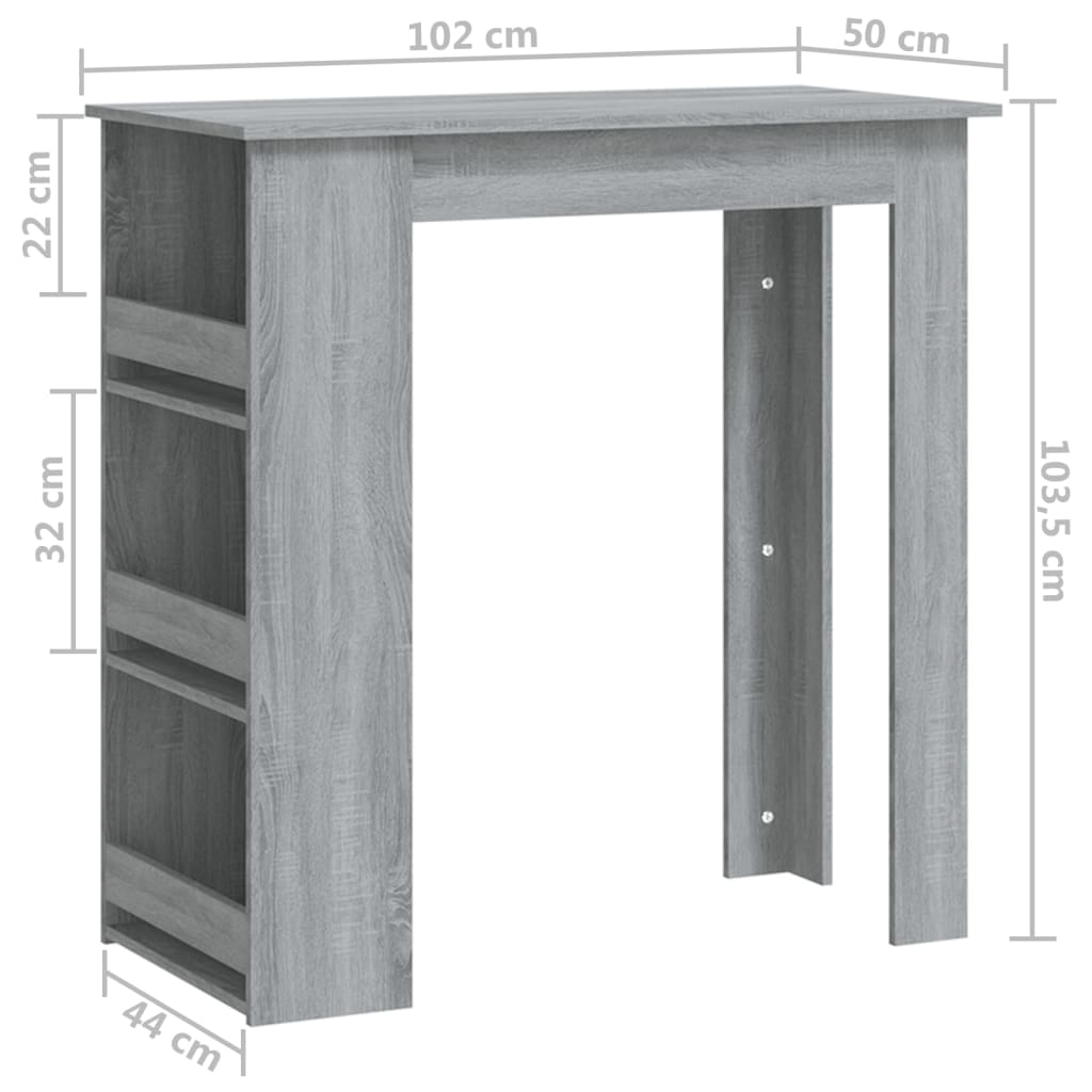 8720286836514_g_en_hd_5 vidaXL Bar Table with Storage Rack Grey Sonoma 102x50x103.5cm Engineered Wood - Image 7