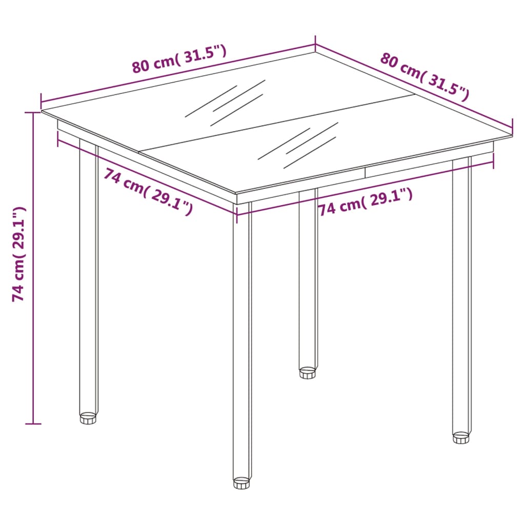 8720286837825_g_en_hd_3 vidaXL Garden Dining Table Black 80x80x74 cm Steel and Glass - Image 5