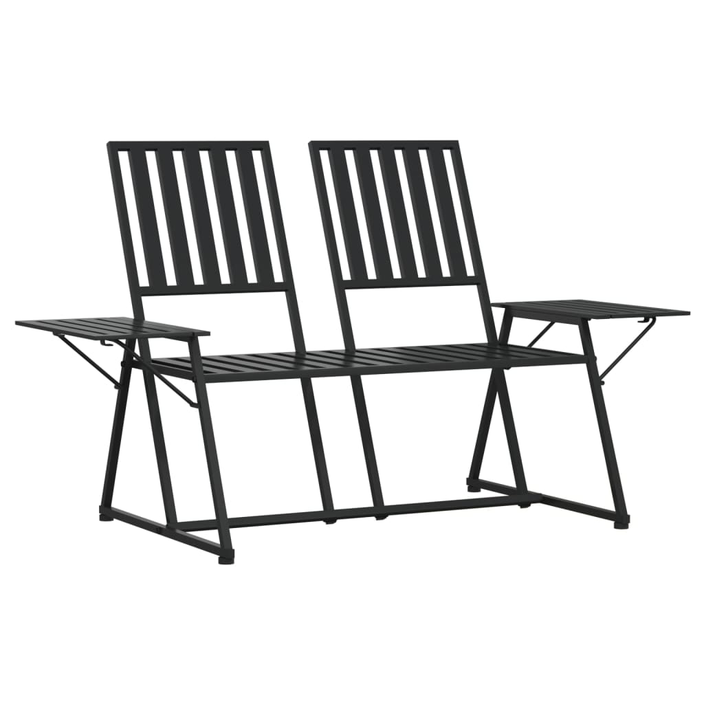 8720286837887_a_en_hd_1 vidaXL 2-Seater Garden Bench 165 cm Black Steel - Image 2