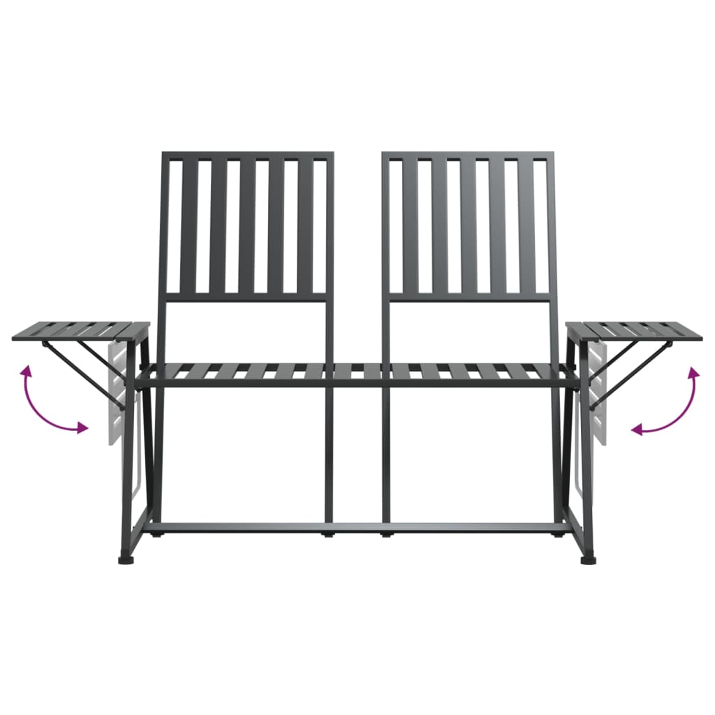 8720286837887_g_en_hd_4 vidaXL 2-Seater Garden Bench 165 cm Black Steel - Image 6