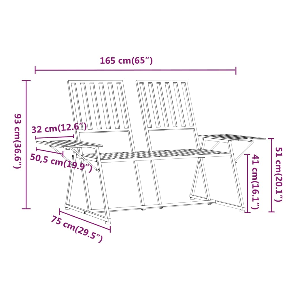 8720286837887_g_en_hd_7 vidaXL 2-Seater Garden Bench 165 cm Black Steel - Image 9