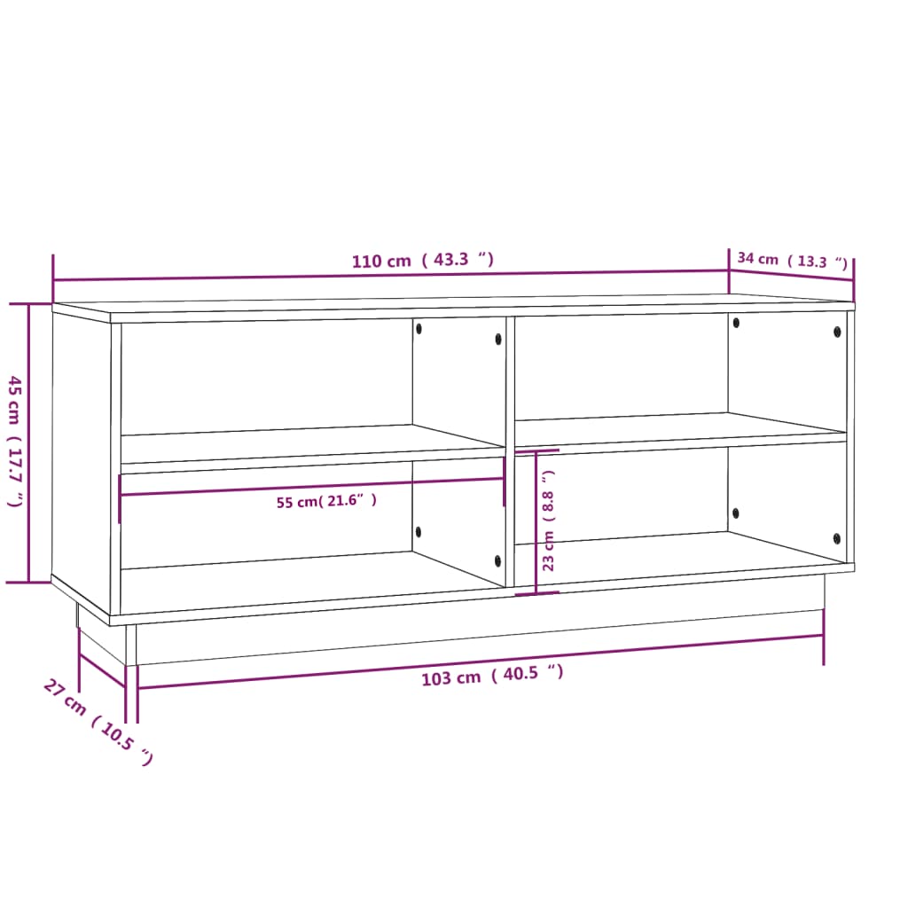 8720286841327_g_en_hd_6 vidaXL Shoe Cabinet 110x34x45 cm Solid Wood Pine - Image 8