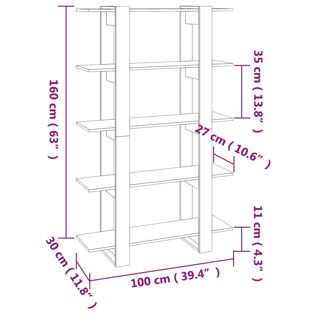 8720286842522_g_en_hd_5 vidaXL Book Cabinet/Room Divider Black 100x30x160 cm - Image 8