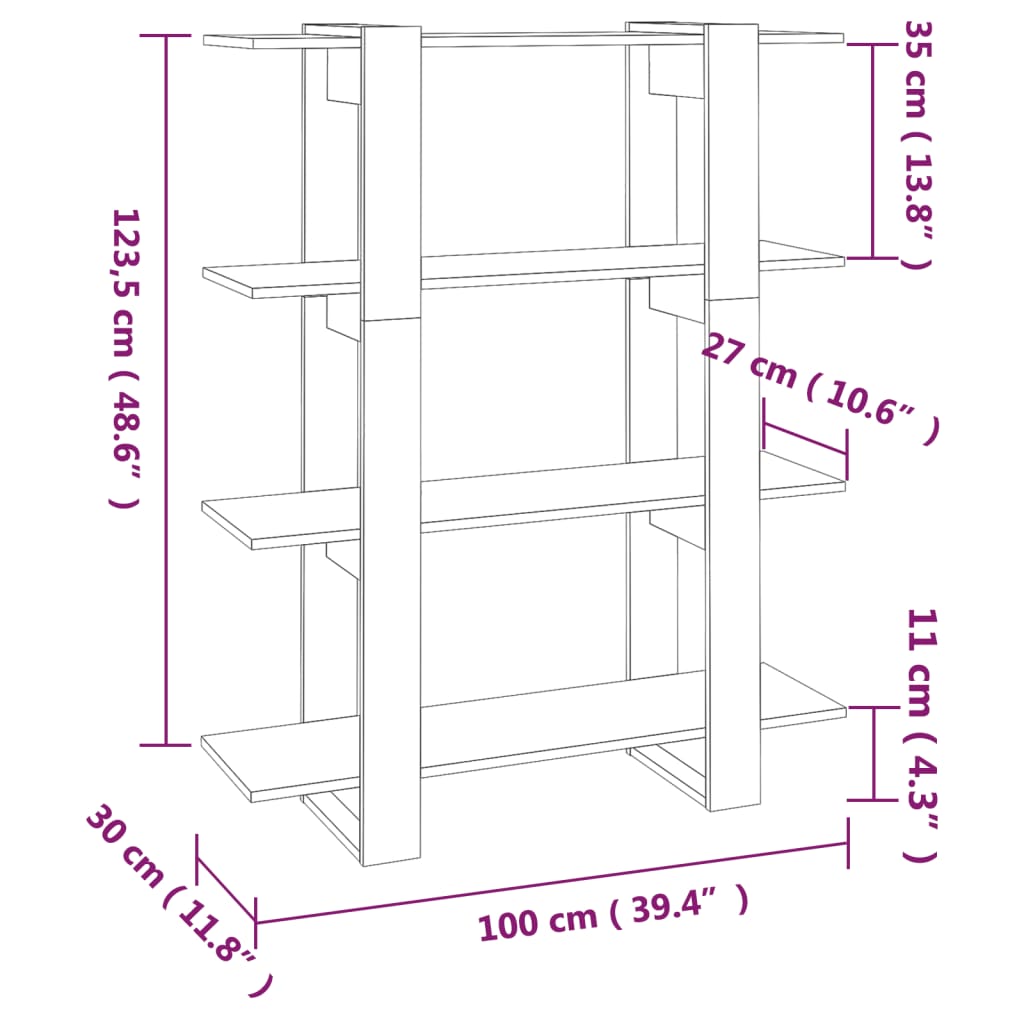 8720286842577_g_en_hd_5 vidaXL Book Cabinet/Room Divider Black 100x30x123.5 cm - Image 8