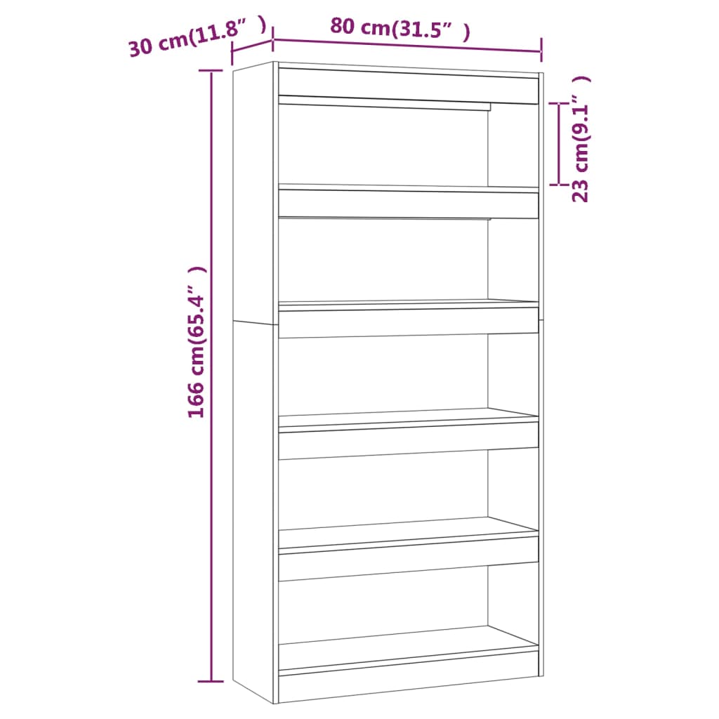 8720286843574_g_en_hd_5 vidaXL Book Cabinet/Room Divider Black 80x30x166 cm Engineered Wood - Image 8
