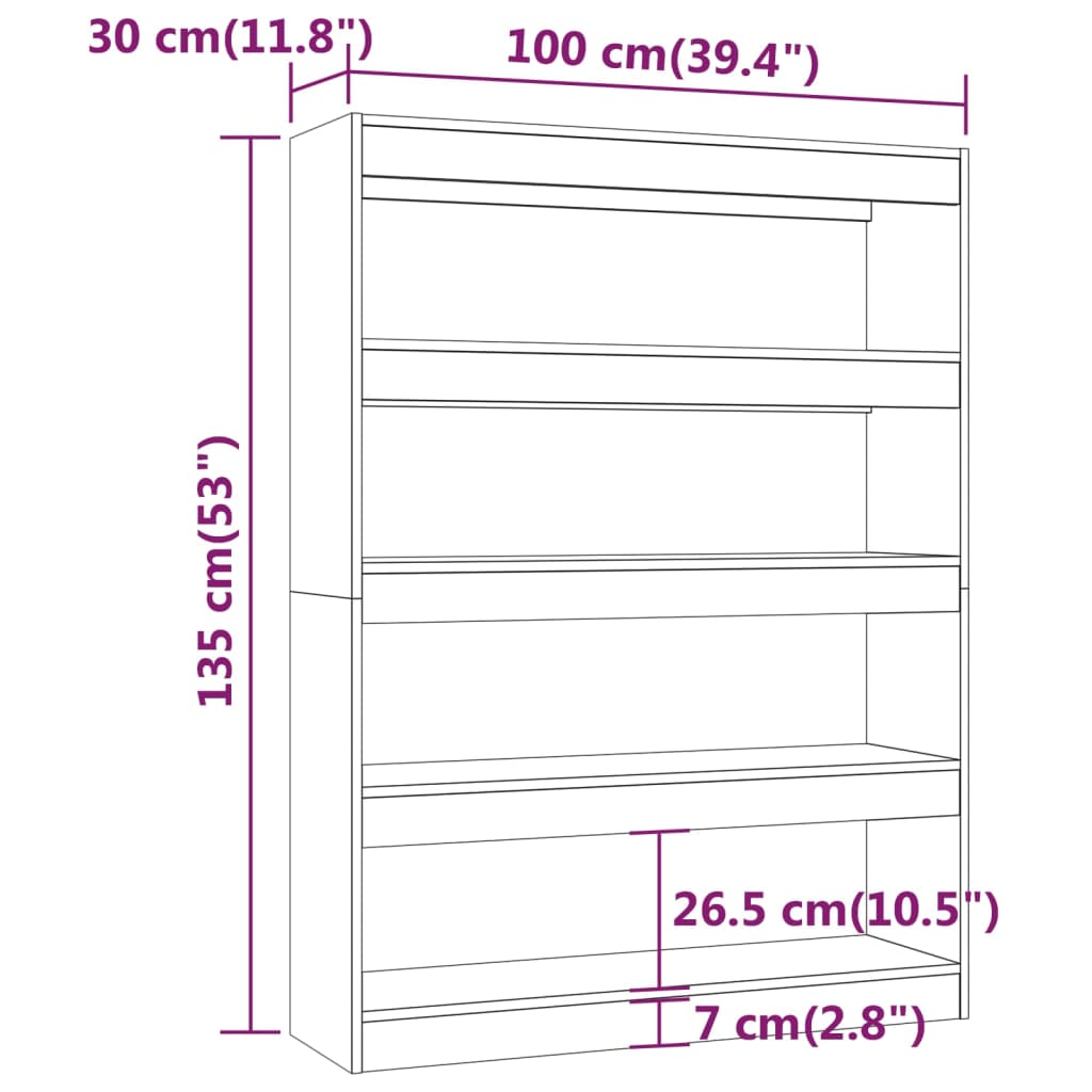 8720286843772_g_en_hd_6 vidaXL Book Cabinet/Room Divider Black 100x30x135 cm - Image 9