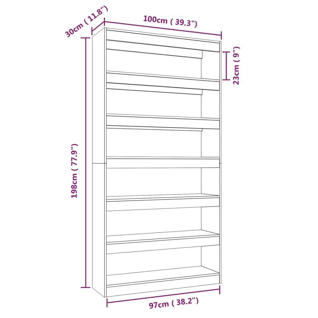 8720286843871_g_en_hd_5 vidaXL Book Cabinet/Room Divider Black 100x30x198 cm Engineered wood - Image 8