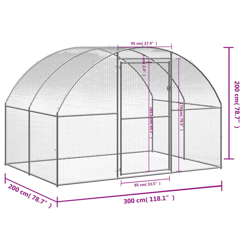 8720286844953_g_en_hd_7 vidaXL Outdoor Chicken Coop 3x2x2 m Galvanised Steel - Image 8