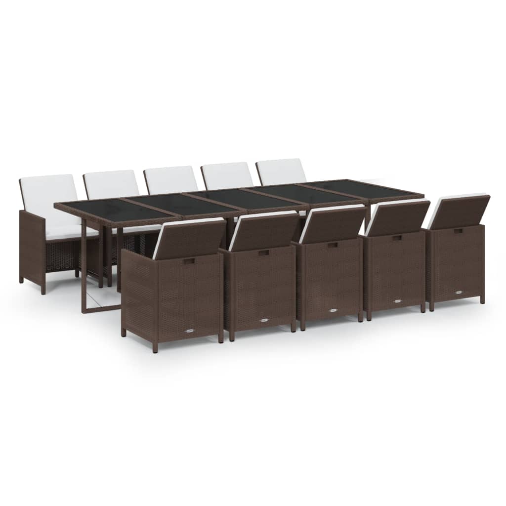 8720286846124_a_en_hd_1 vidaXL 11 Piece Garden Dining Set with Cushions Poly Rattan Brown - Image 2