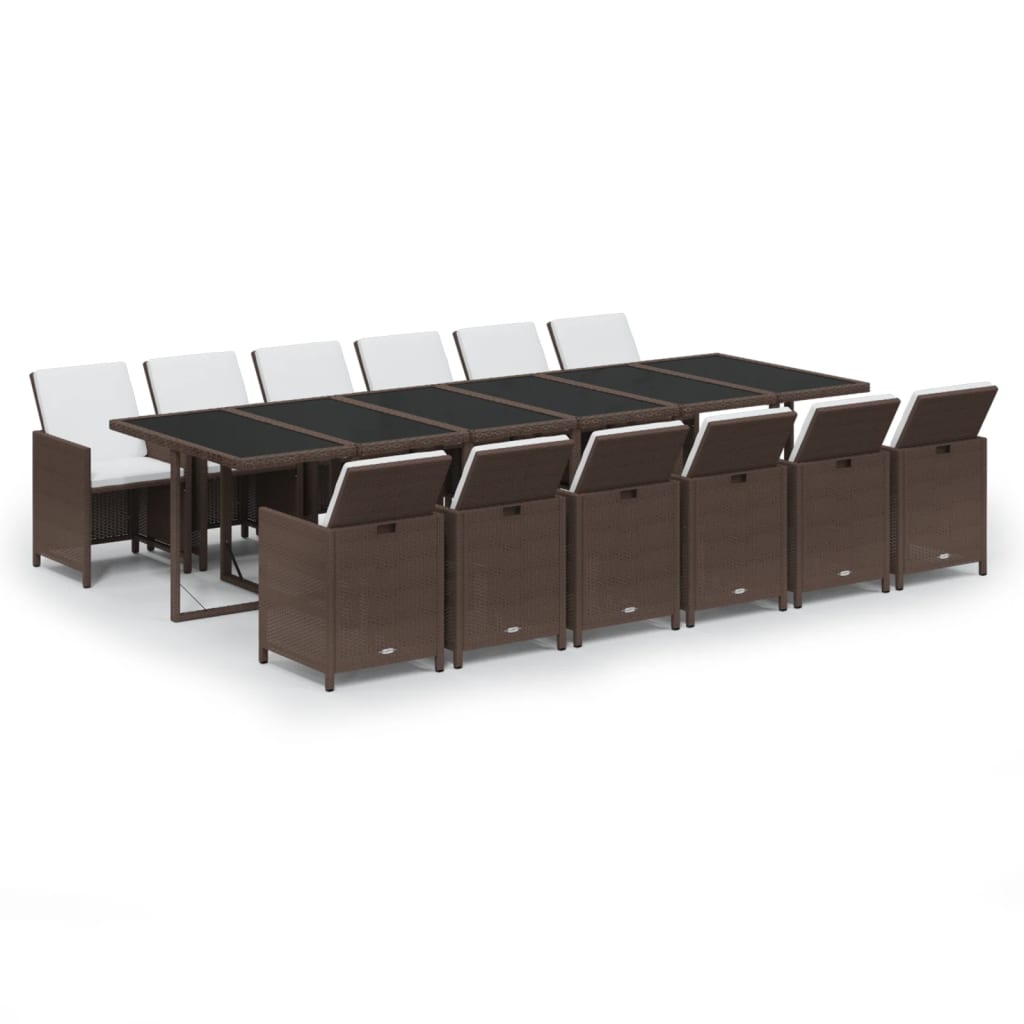 8720286846391_a_en_hd_1 vidaXL 13 Piece Garden Dining Set with Cushions Poly Rattan Brown - Image 2