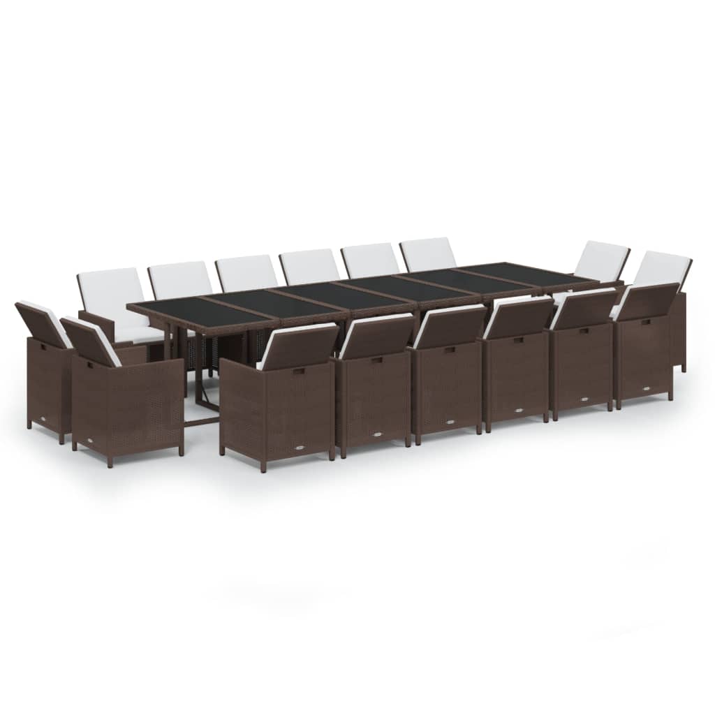 8720286846407_a_en_hd_1 vidaXL 17 Piece Garden Dining Set with Cushions Poly Rattan Brown - Image 2