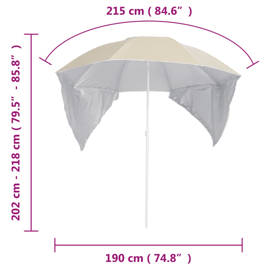 8720286848050_g_en_hd_8 vidaXL Beach Parasol with Side Walls Sand 215 cm - Image 9