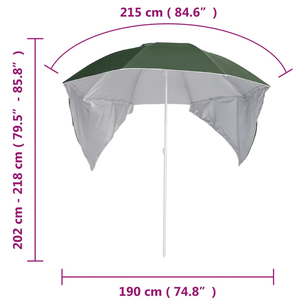8720286848074_g_en_hd_8 vidaXL Beach Parasol with Side Walls Green 215 cm - Image 9