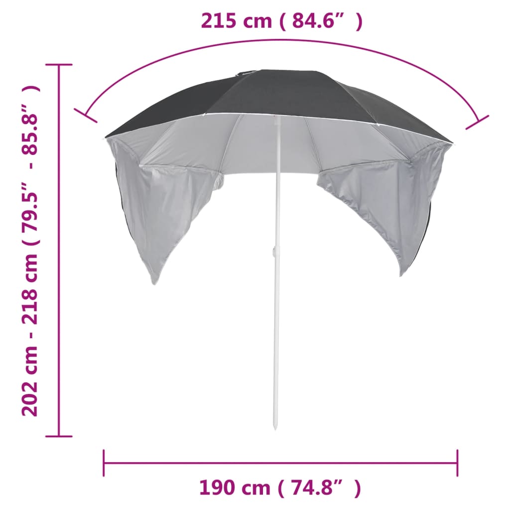 8720286848081_g_en_hd_8 vidaXL Beach Parasol with Side Walls Anthracite 215 cm - Image 9