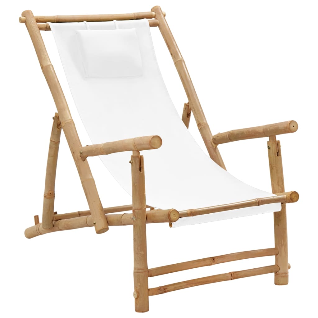 8720286849330_a_en_hd_1 vidaXL Deck Chair Bamboo and Canvas Cream White - Image 1