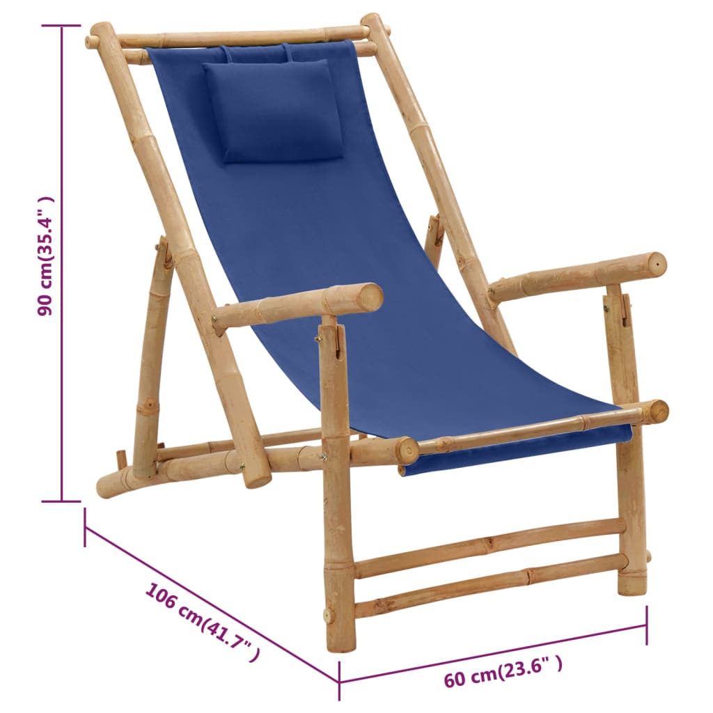 8720286849354_g_en_hd_7 vidaXL Deck Chair Bamboo and Canvas Navy Blue - Image 8