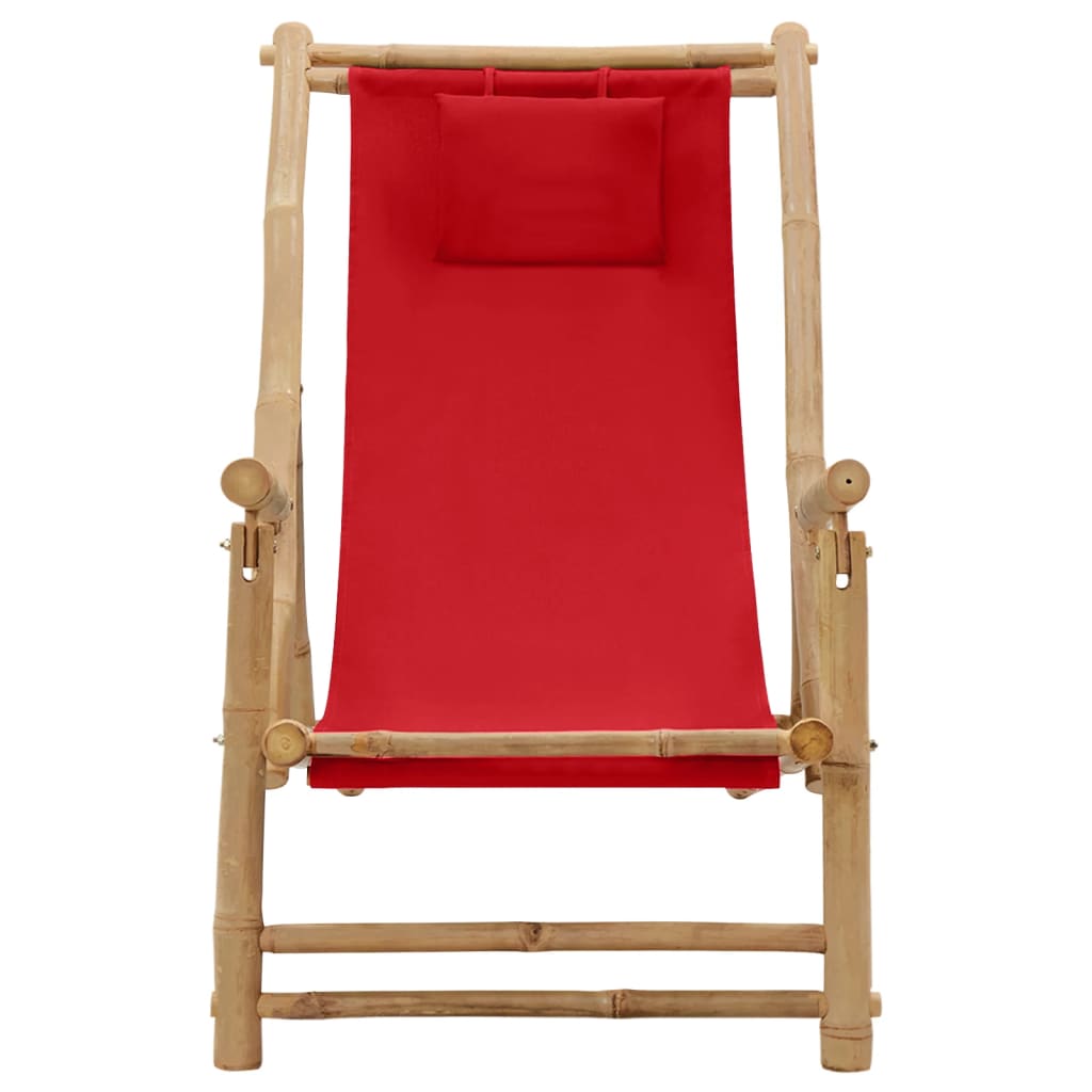 8720286849361_g_en_hd_1 vidaXL Deck Chair Bamboo and Canvas Red - Image 2