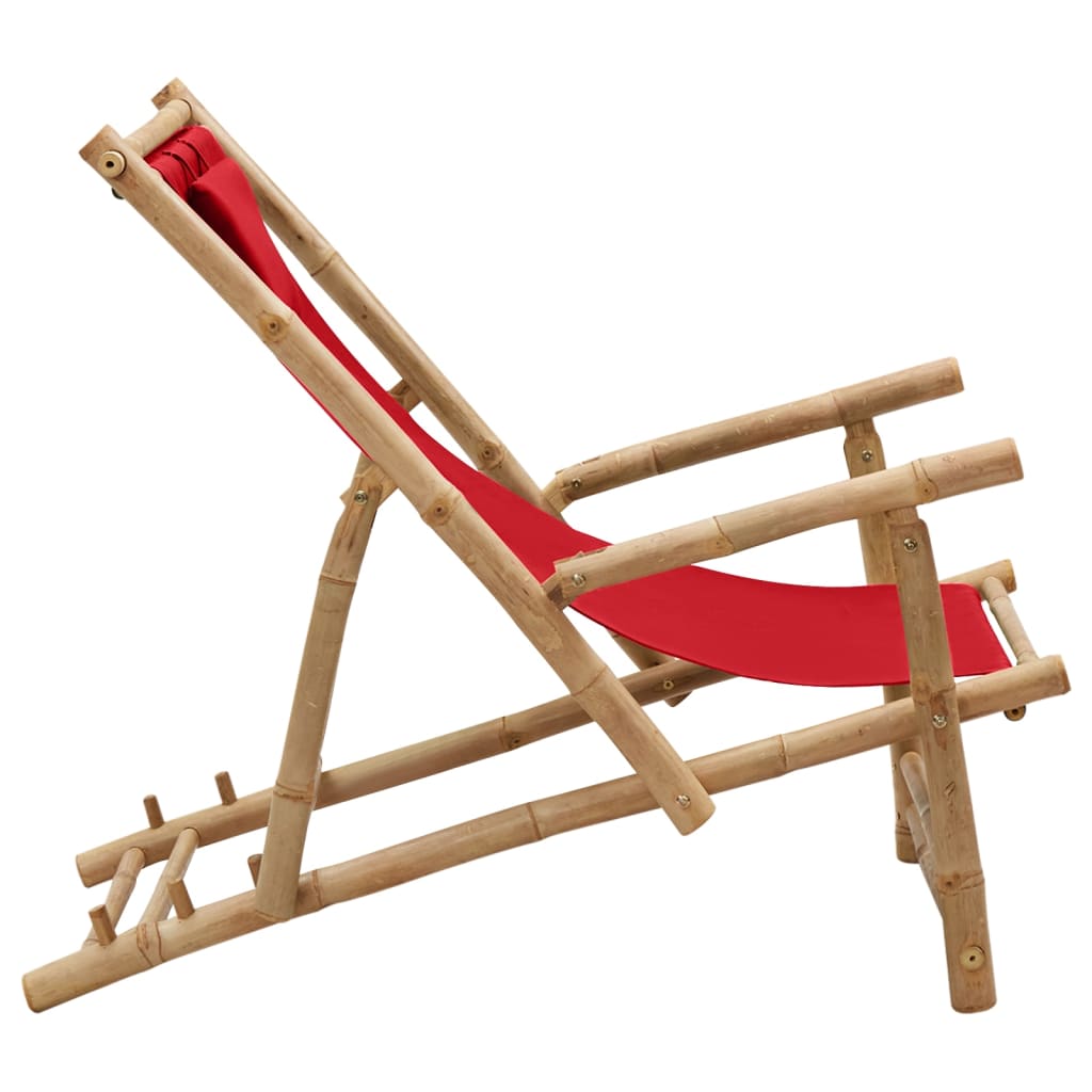 8720286849361_g_en_hd_2 vidaXL Deck Chair Bamboo and Canvas Red - Image 3