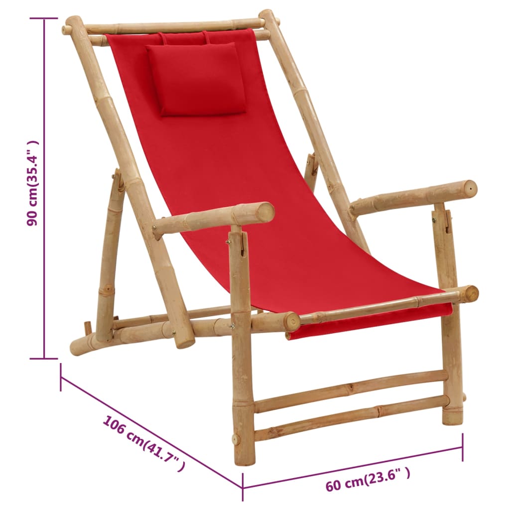 8720286849361_g_en_hd_7 vidaXL Deck Chair Bamboo and Canvas Red - Image 8