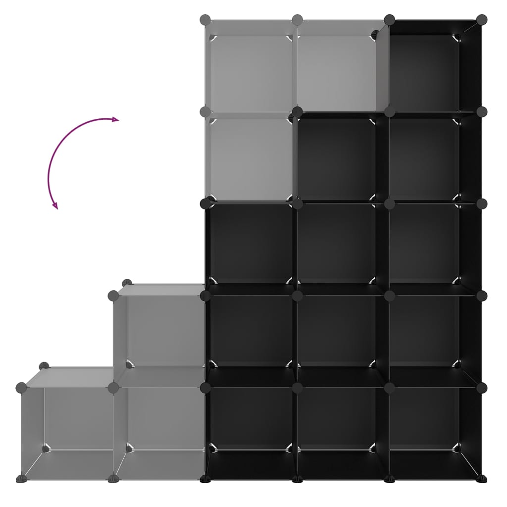 8720286849484_g_en_hd_4 vidaXL Storage Cube Organiser with 15 Cubes Black PP - Image 6
