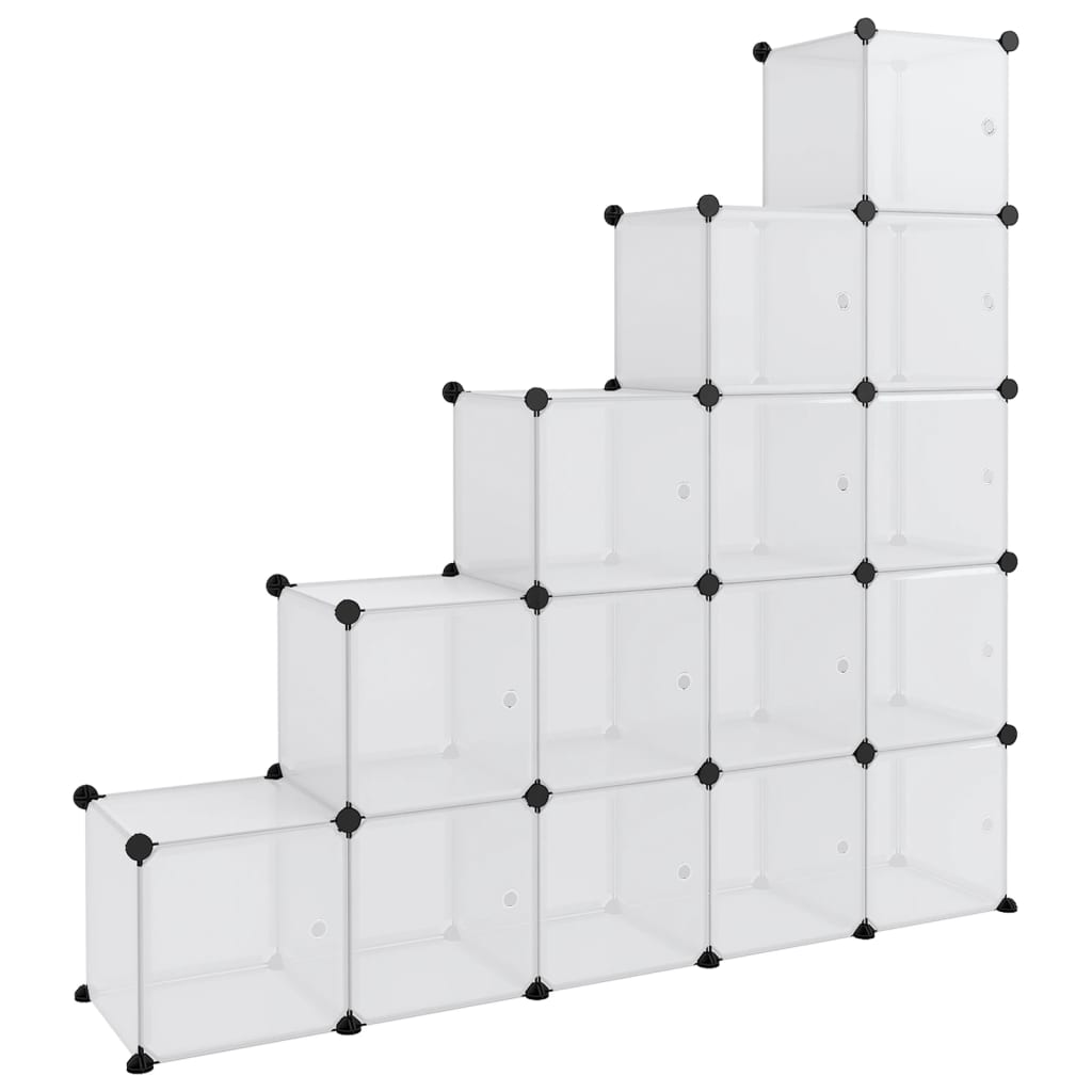 8720286849569_a_en_hd_1 vidaXL Storage Cube Organiser with 15 Cubes and Doors Transparent PP - Image 2