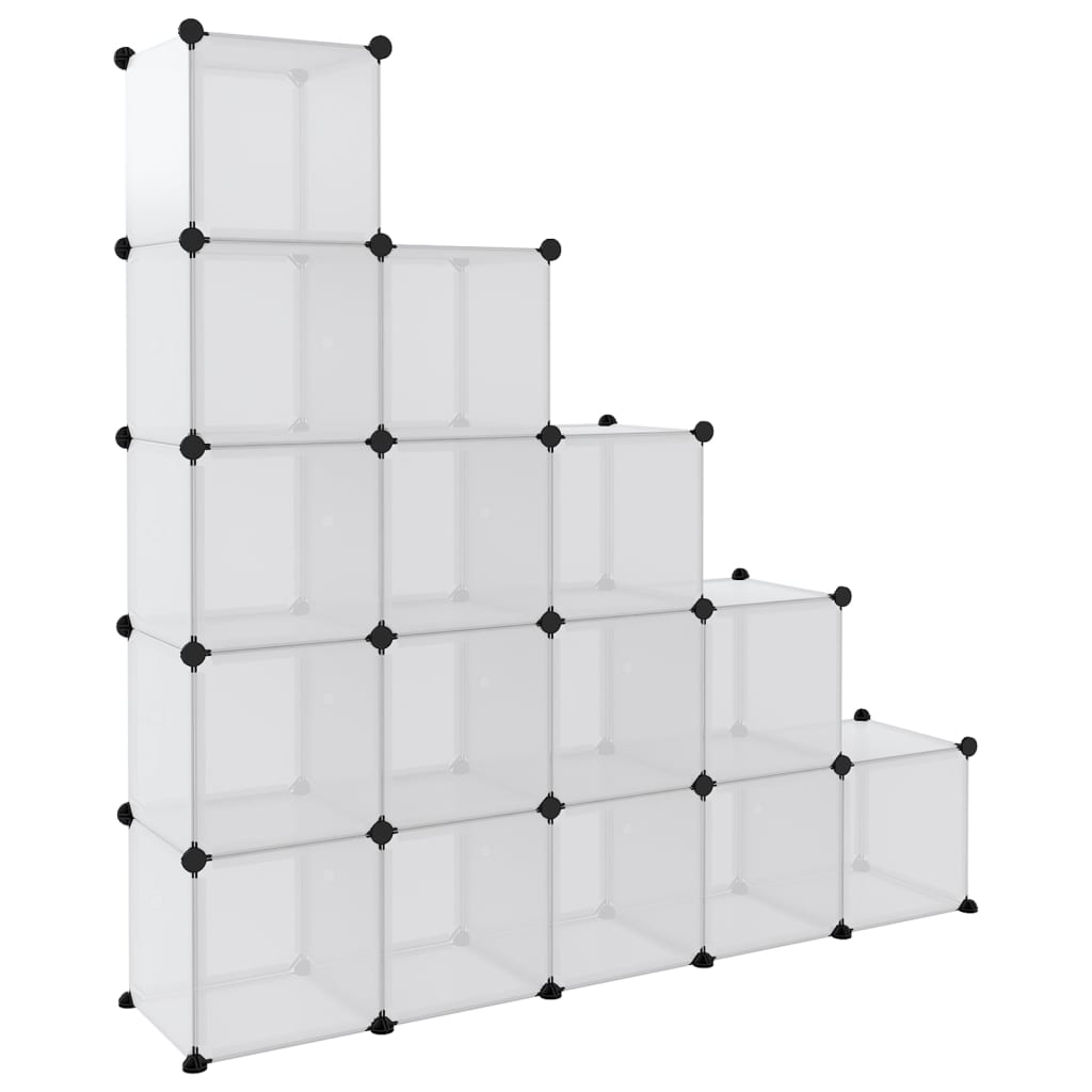 8720286849569_g_en_hd_4 vidaXL Storage Cube Organiser with 15 Cubes and Doors Transparent PP - Image 6