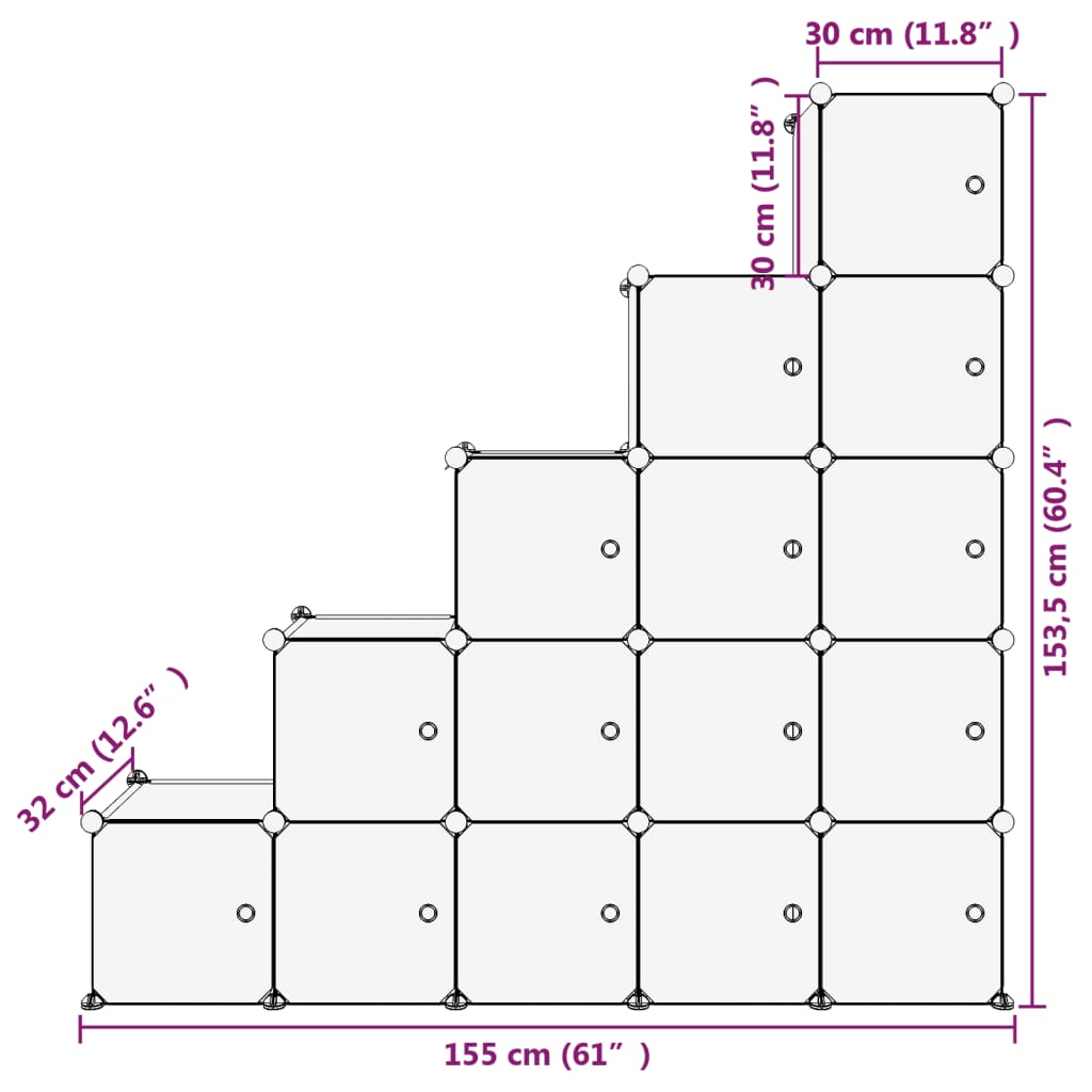 8720286849569_g_en_hd_6 vidaXL Storage Cube Organiser with 15 Cubes and Doors Transparent PP - Image 8