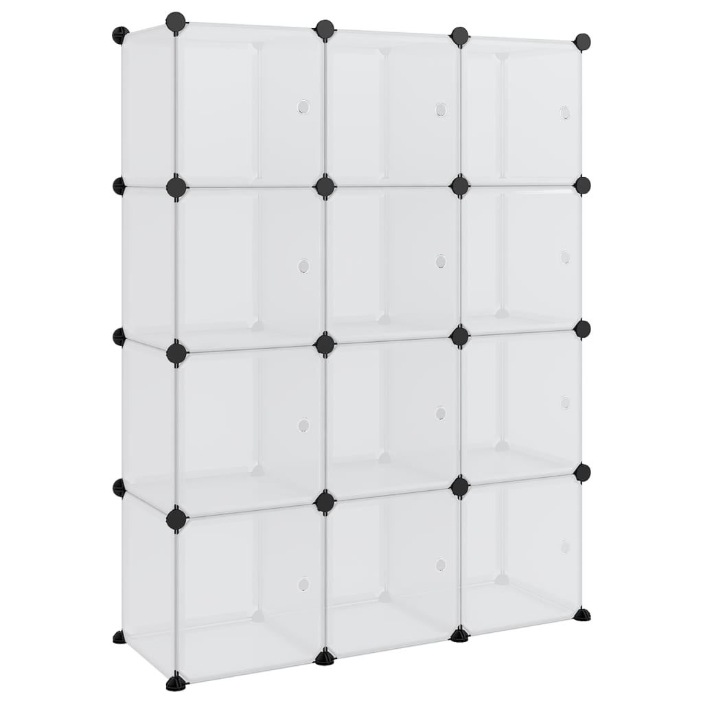 8720286849583_a_en_hd_1 vidaXL Storage Cube Organiser with 12 Cubes and Doors Transparent PP - Image 2