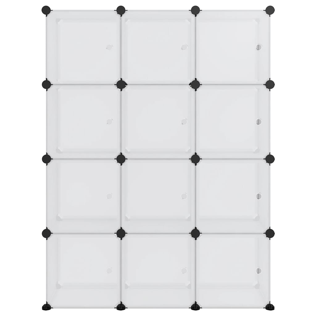 8720286849583_g_en_hd_1 vidaXL Storage Cube Organiser with 12 Cubes and Doors Transparent PP - Image 3