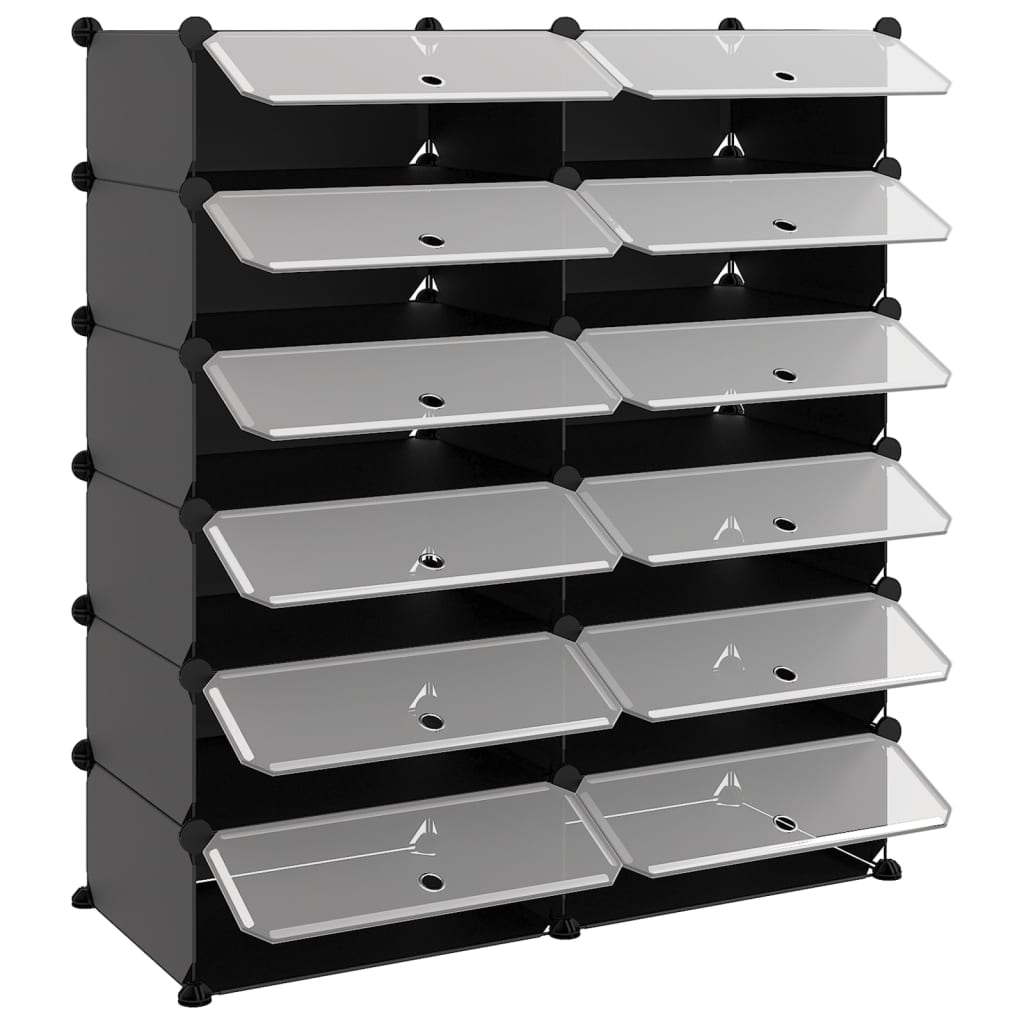 8720286849668_g_en_hd_4 vidaXL Shoe Rack Black 94.5x36.5x106 cm PP - Image 6