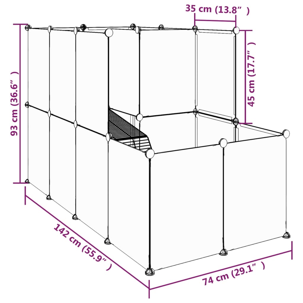 8720286849774_g_en_hd_6 vidaXL Small Animal Cage Transparent 142x74x93 cm PP and Steel - Image 8