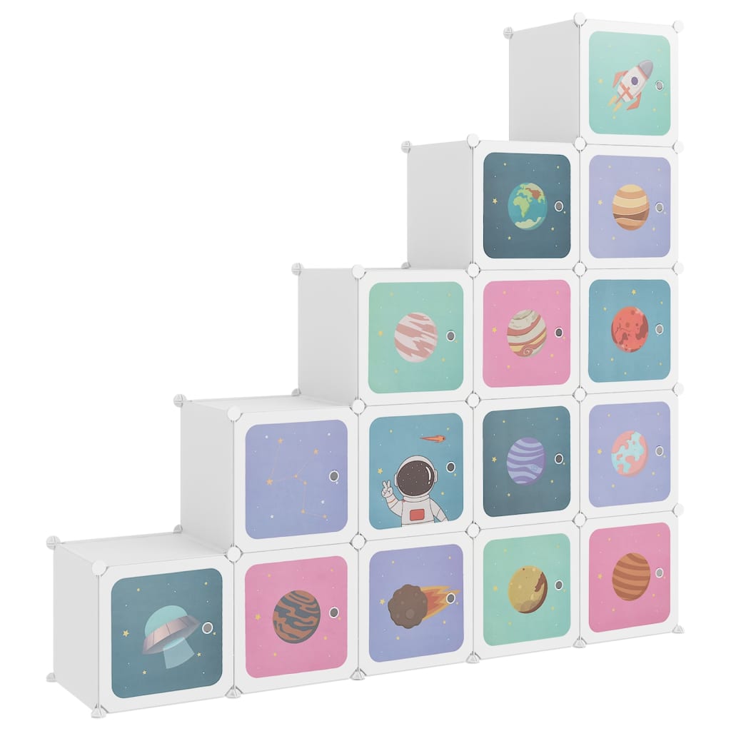 8720286849781_a_en_hd_1 vidaXL Cube Storage Cabinet for Kids with 15 Cubes White PP - Image 2