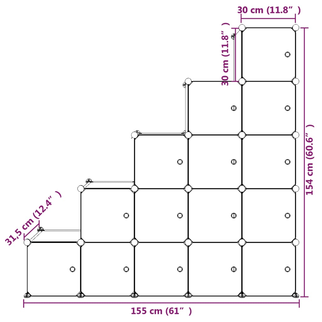 8720286849781_g_en_hd_6 vidaXL Cube Storage Cabinet for Kids with 15 Cubes White PP - Image 8