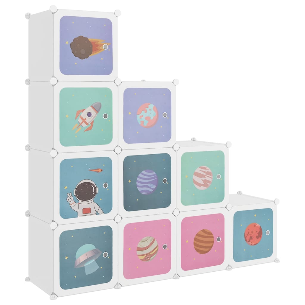 8720286849804_a_en_hd_1 vidaXL Cube Storage Cabinet for Kids with 10 Cubes White PP - Image 2