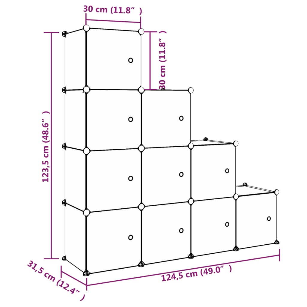 8720286849804_g_en_hd_6 vidaXL Cube Storage Cabinet for Kids with 10 Cubes White PP - Image 8