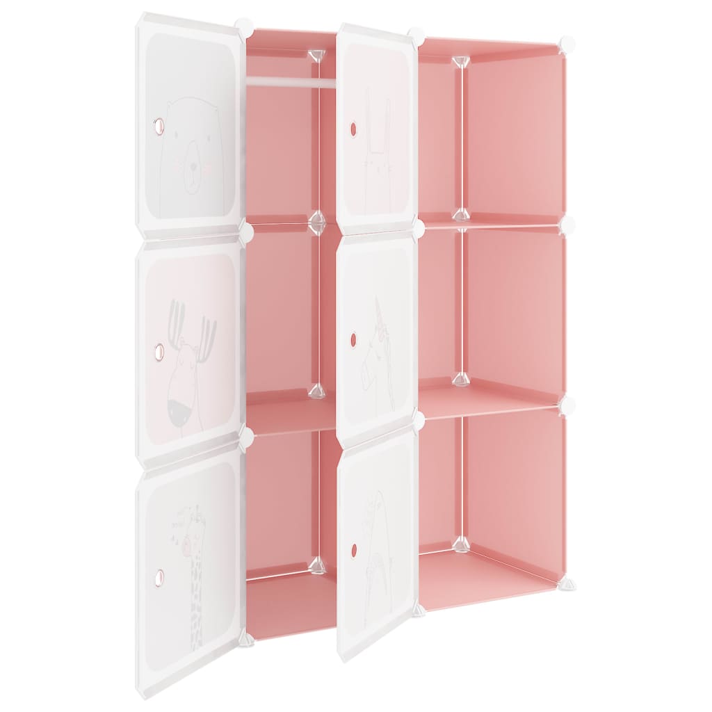 8720286849811_g_en_hd_4 vidaXL Cube Storage Cabinet for Kids with 6 Cubes Pink PP - Image 6