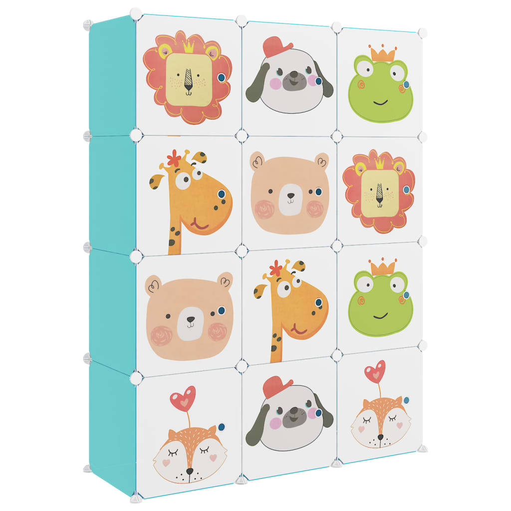 8720286849828_a_en_hd_1 vidaXL Cube Storage Cabinet for Kids with 12 Cubes Green PP - Image 2