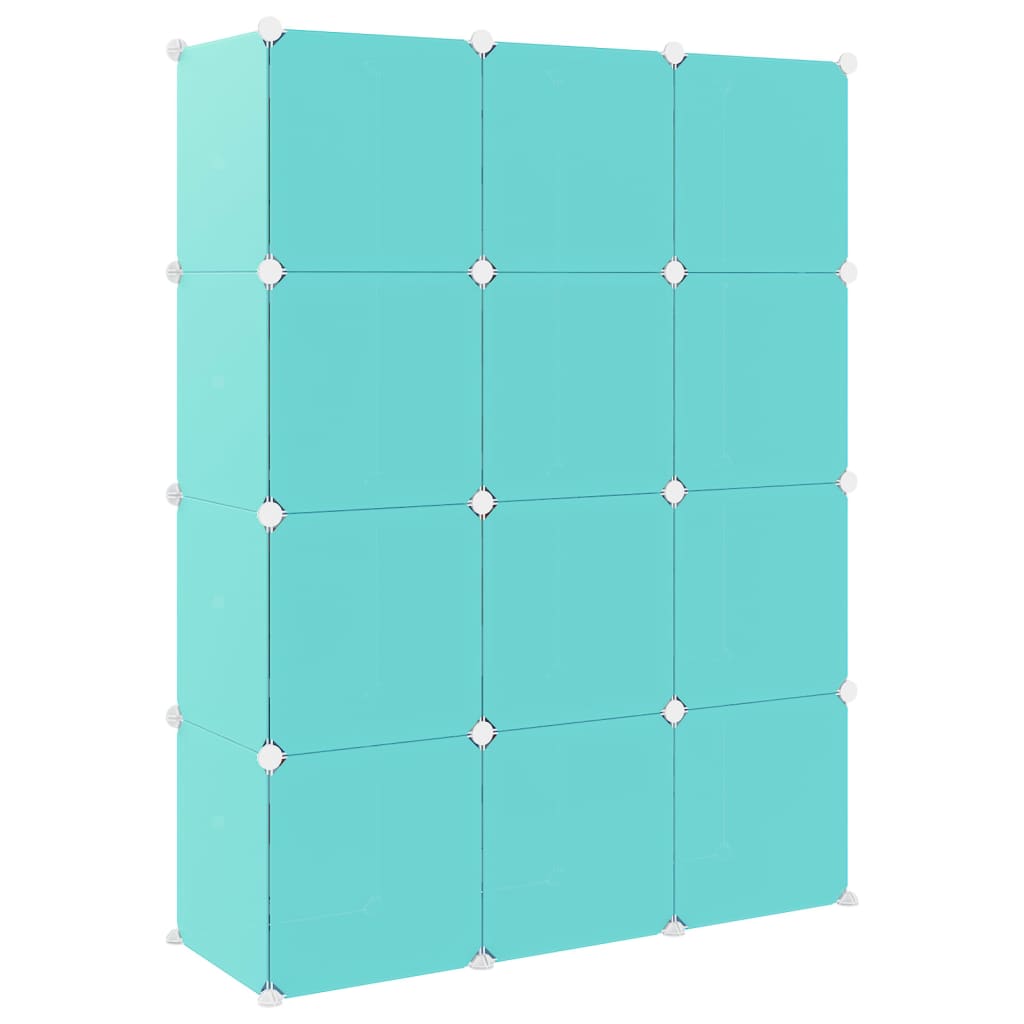 8720286849828_g_en_hd_3 vidaXL Cube Storage Cabinet for Kids with 12 Cubes Green PP - Image 5