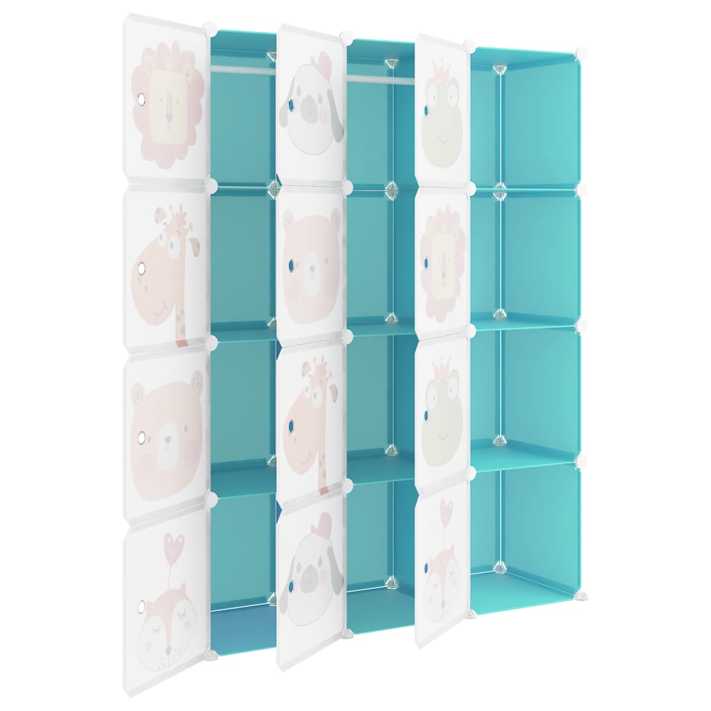 8720286849828_g_en_hd_4 vidaXL Cube Storage Cabinet for Kids with 12 Cubes Green PP - Image 6