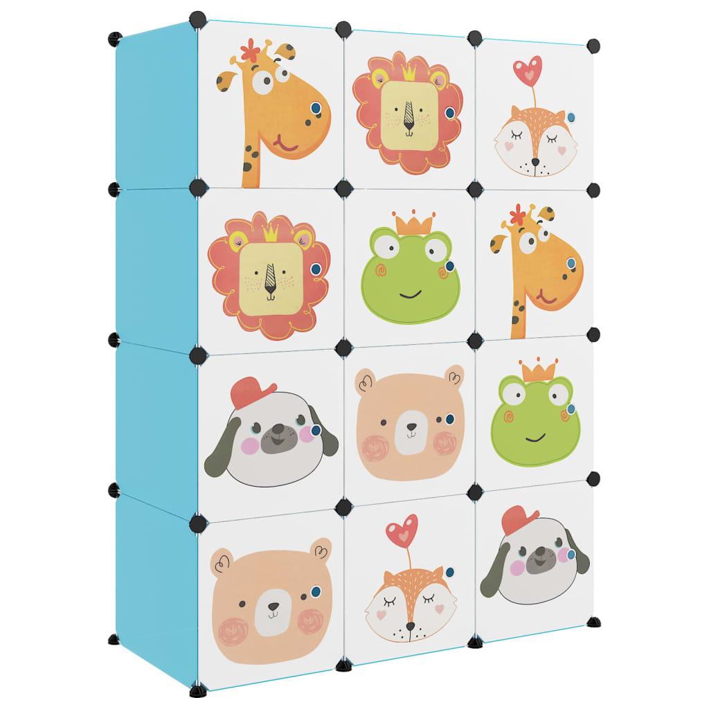 8720286849835_a_en_hd_1 vidaXL Cube Storage Cabinet for Kids with 12 Cubes Blue PP - Image 2