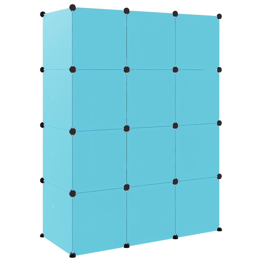 8720286849835_g_en_hd_3 vidaXL Cube Storage Cabinet for Kids with 12 Cubes Blue PP - Image 5